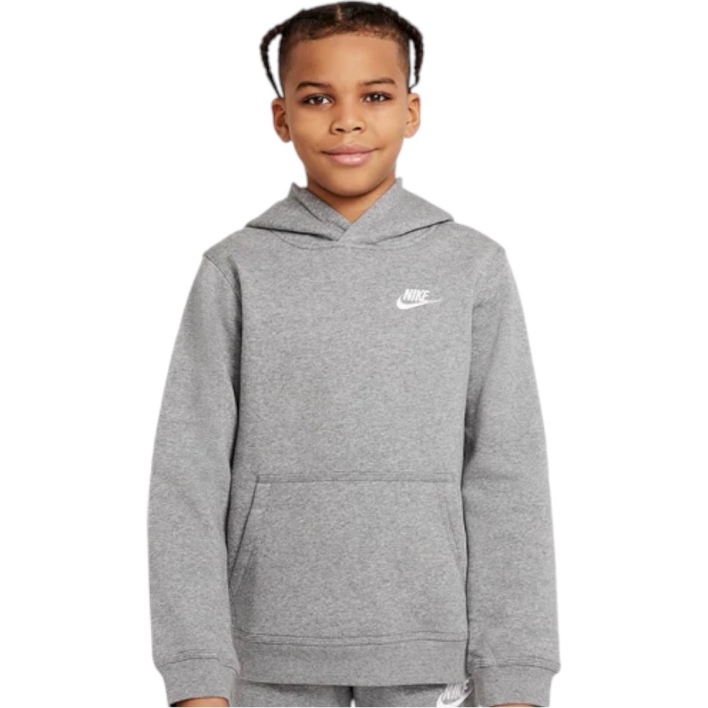 NIKE Club Fleece Grey Kangaroo Pocket Hoodie Sweatshirt Boys XL 13-15Y